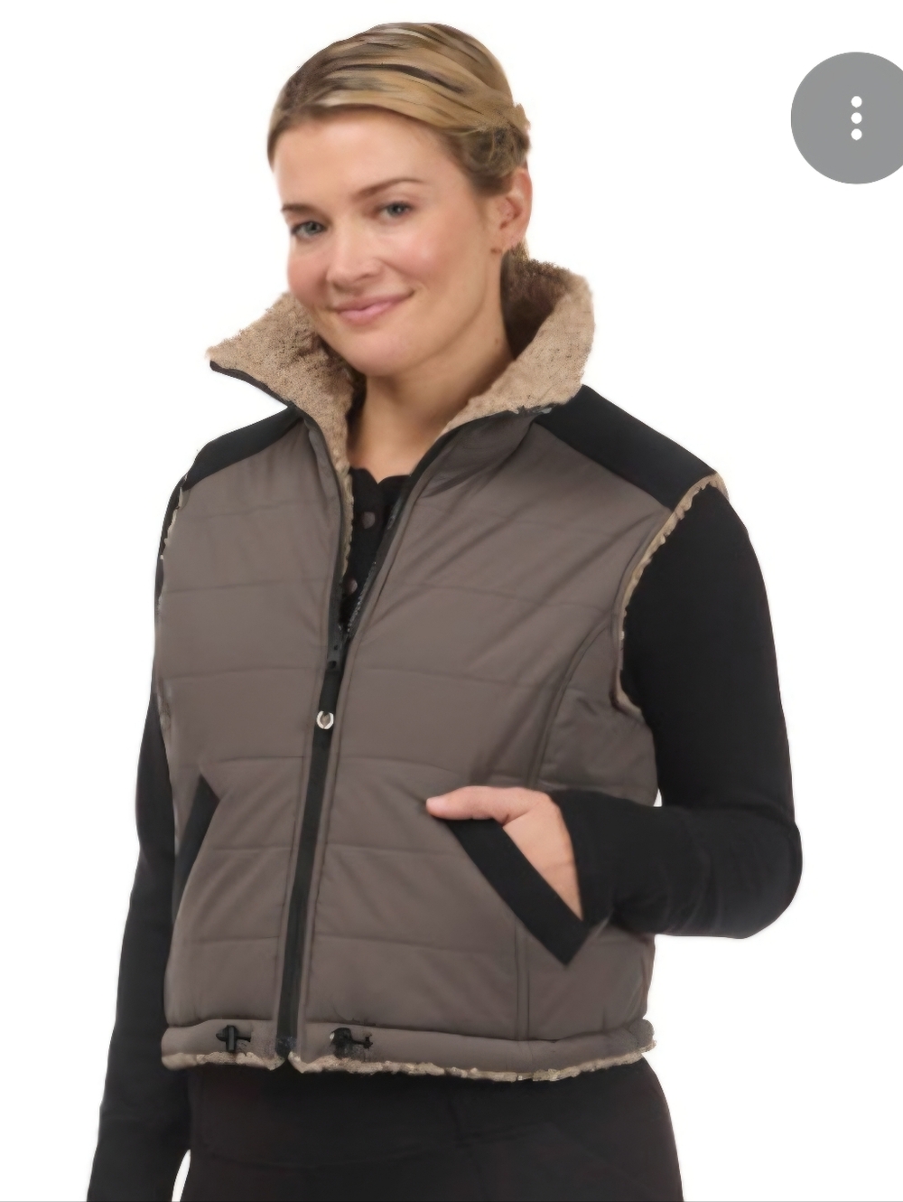 Kerrits Reversable Women's Grey Quilted Sherpa-Lined Vest